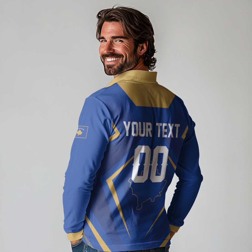 Custom Football 2026 Kosovo Long Sleeve Polo Shirt Dardanet Go Glory