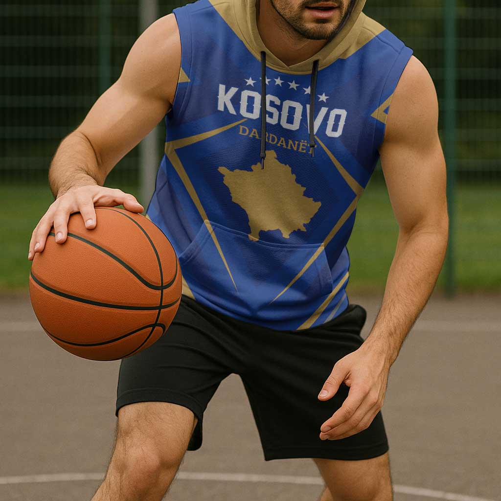 Custom Football 2026 Kosovo Sleeveless Hoodie Dardanet Go Glory