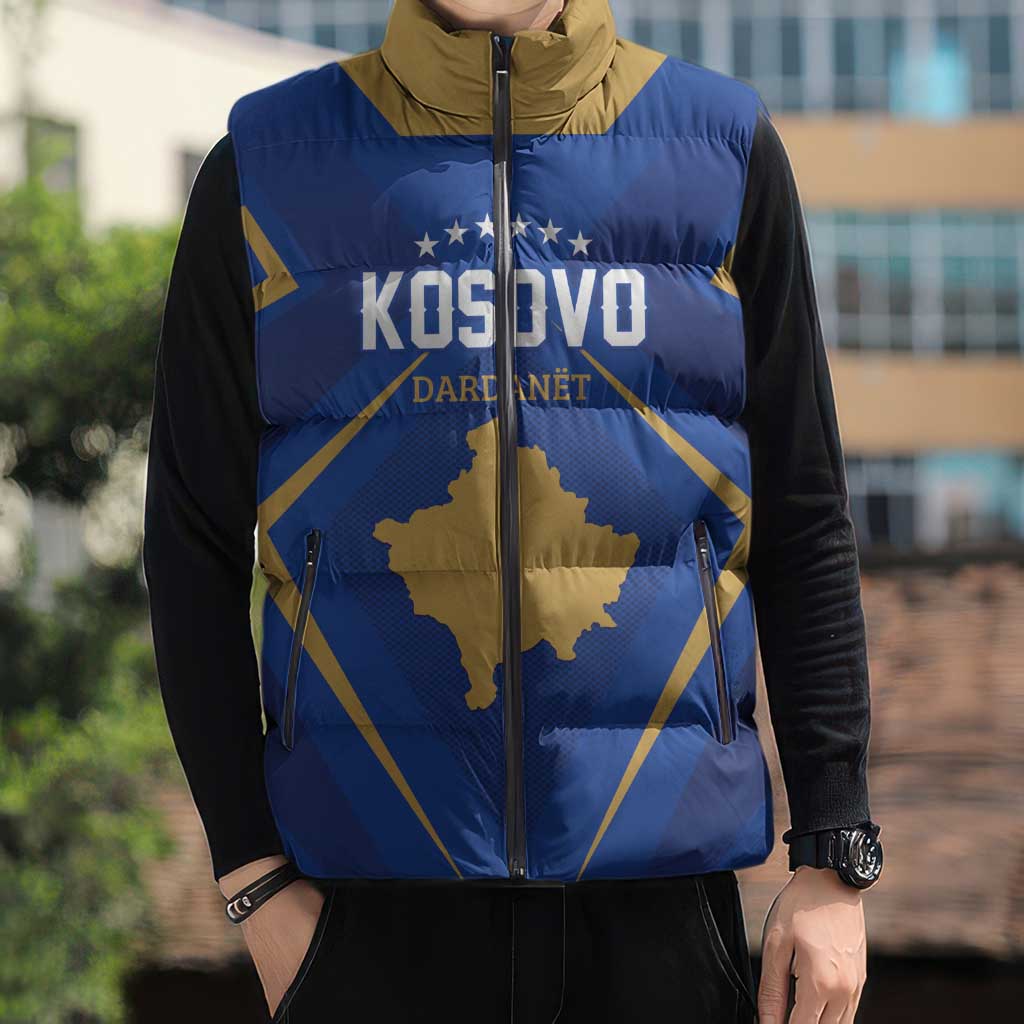 Custom Football 2026 Kosovo Sleeveless Puffer Jacket Dardanet Go Glory