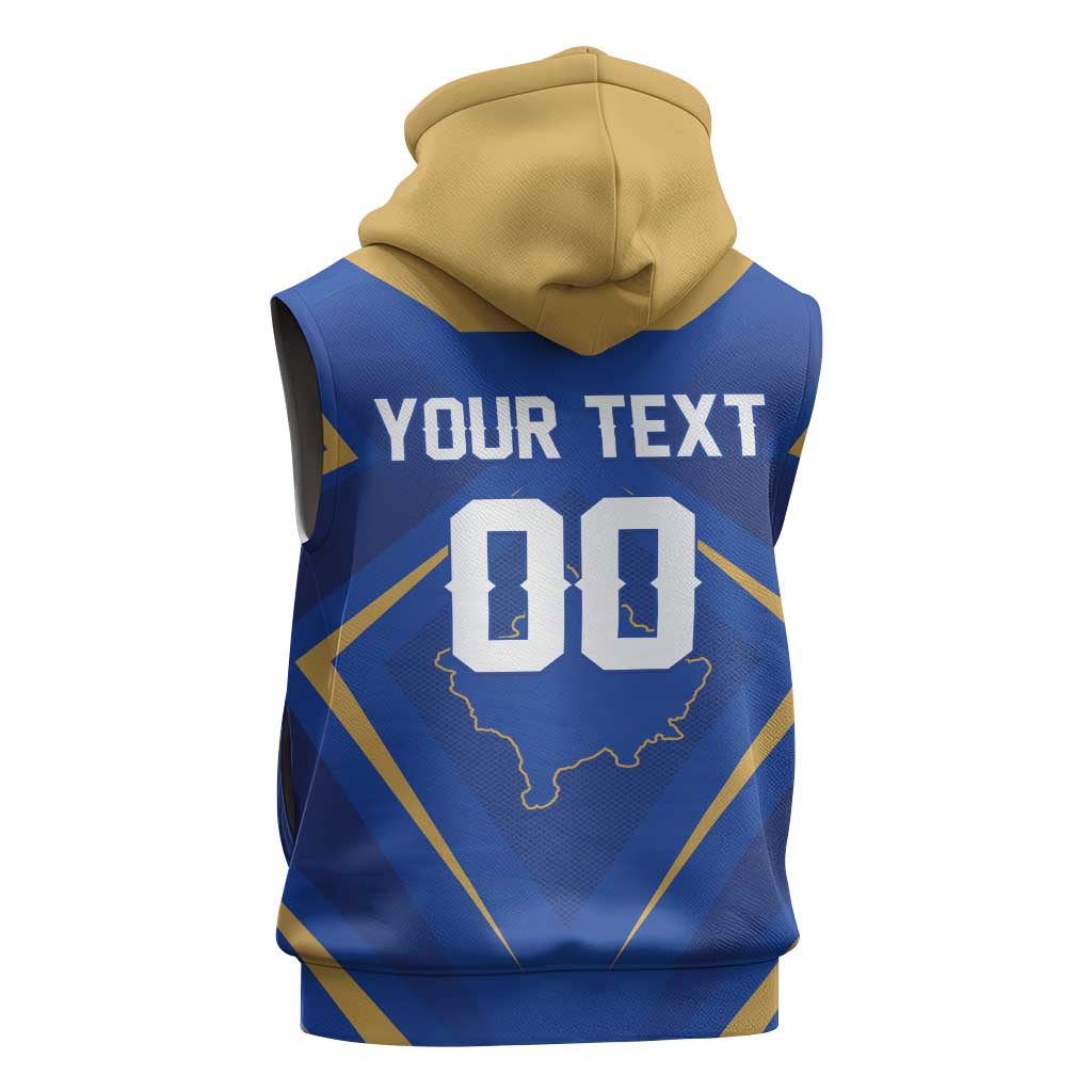 Custom Football 2026 Kosovo Sleeveless Zip Hoodie Dardanet Go Glory