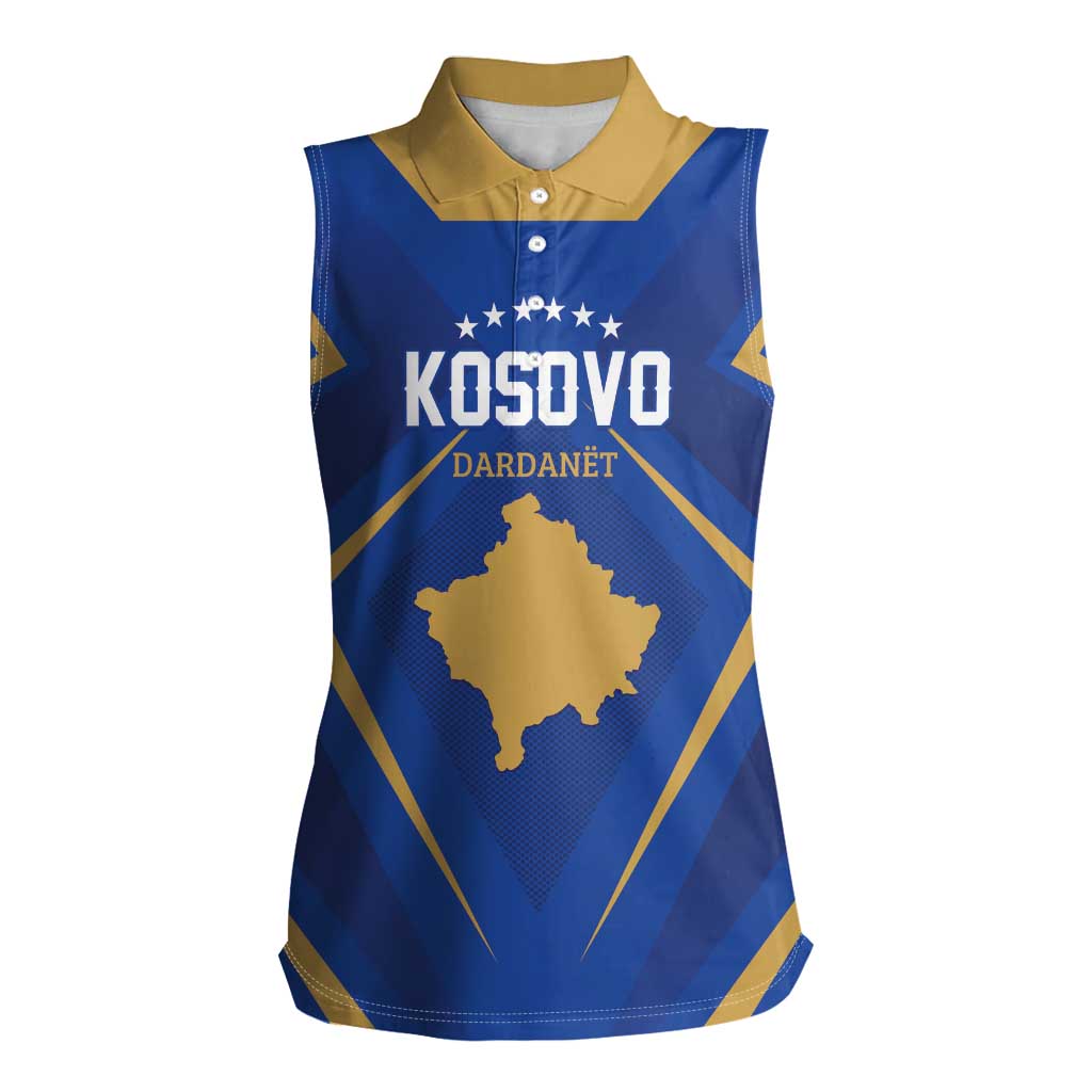 Custom Football 2026 Kosovo Women Sleeveless Polo Shirt Dardanet Go Glory