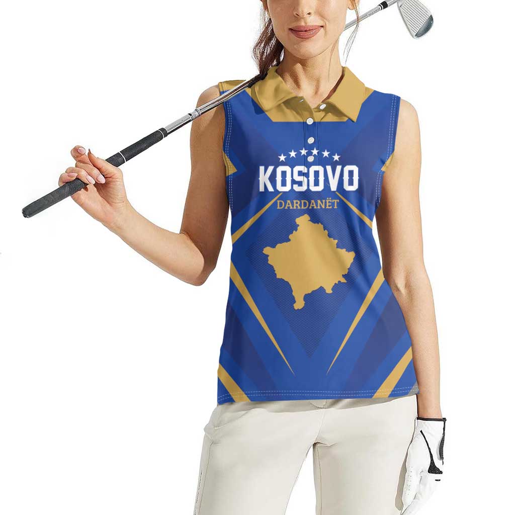 Custom Football 2026 Kosovo Women Sleeveless Polo Shirt Dardanet Go Glory