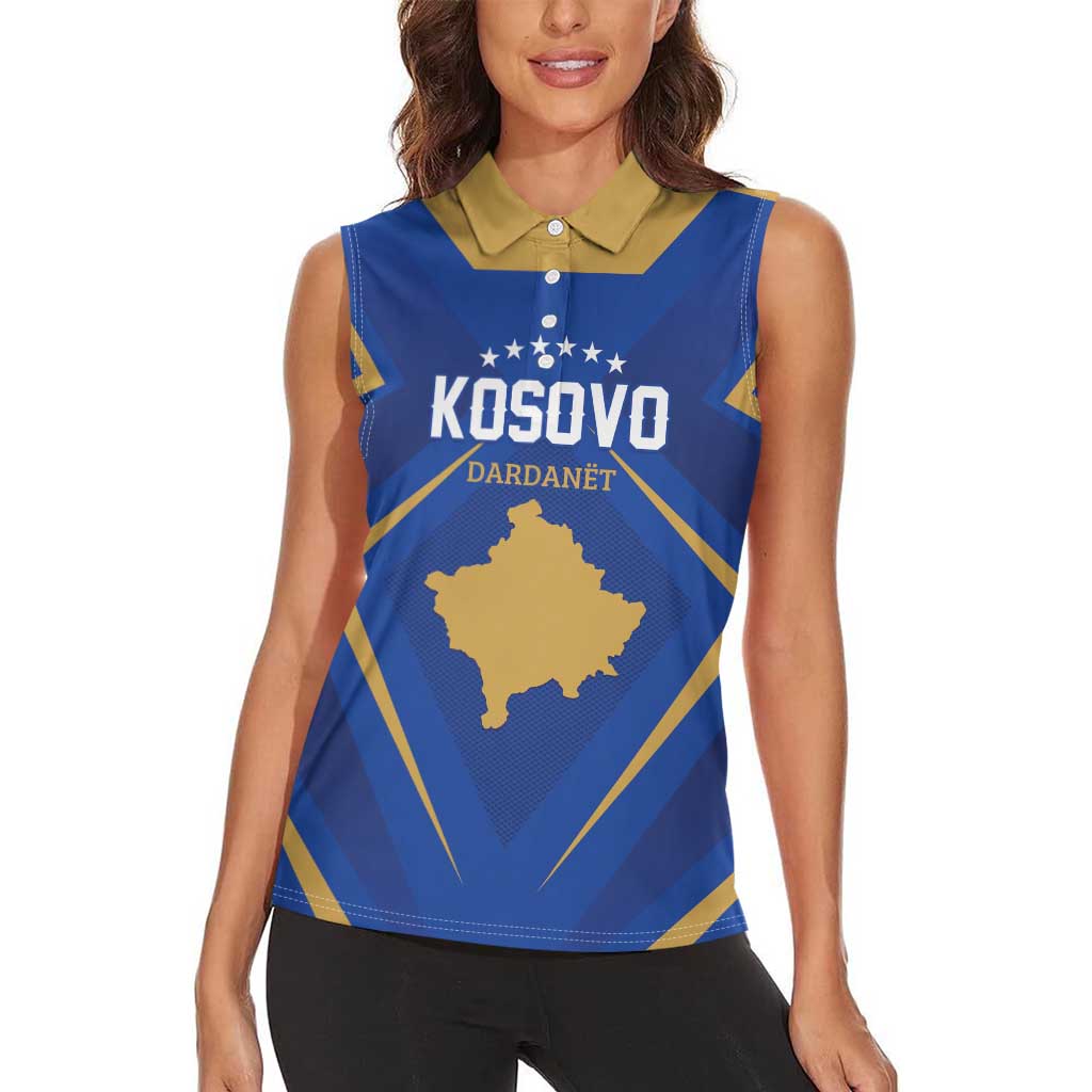 Custom Football 2026 Kosovo Women Sleeveless Polo Shirt Dardanet Go Glory