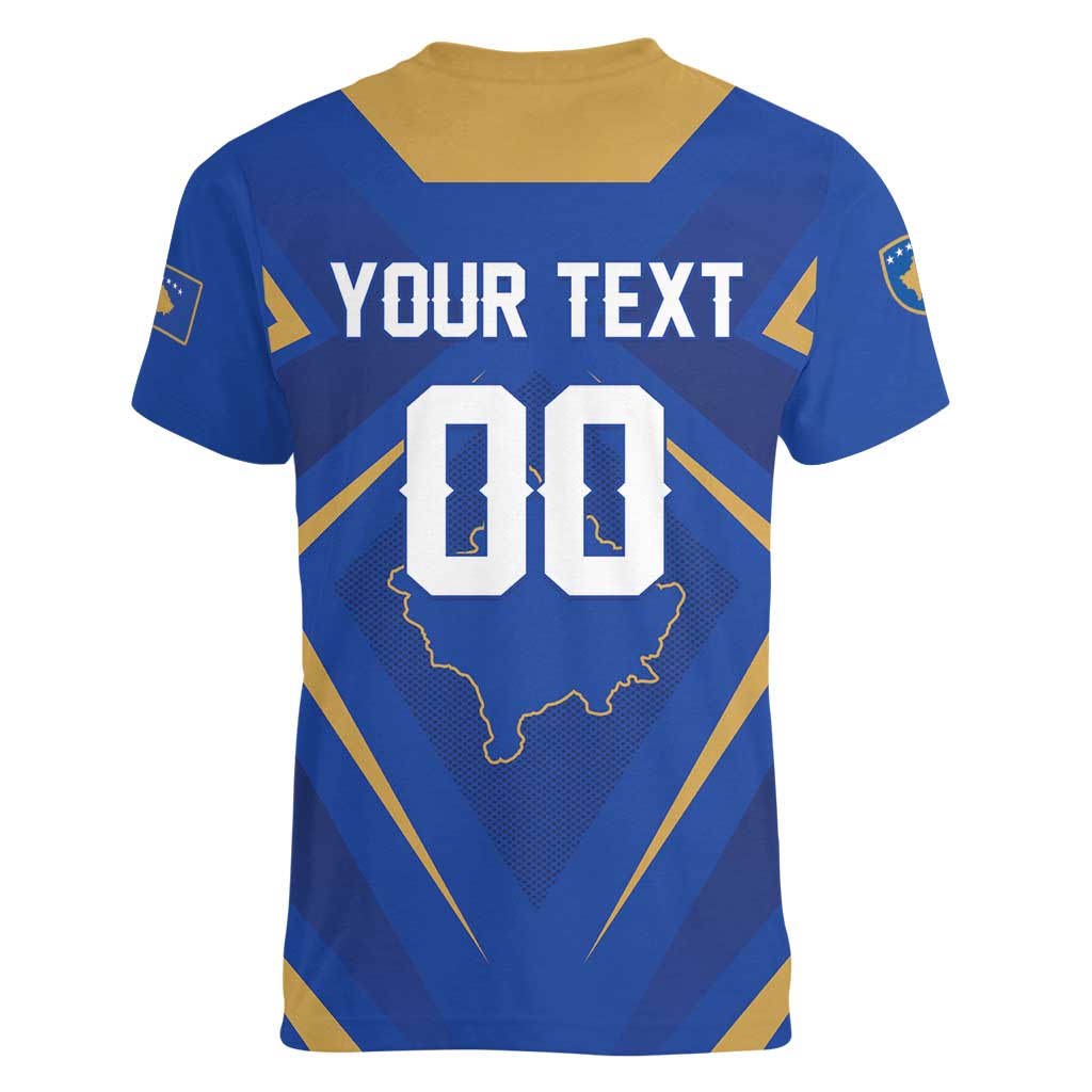 Custom Football 2026 Kosovo Women V-Neck T-Shirt Dardanet Go Glory