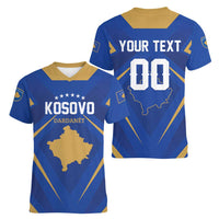 Custom Football 2026 Kosovo Women V-Neck T-Shirt Dardanet Go Glory