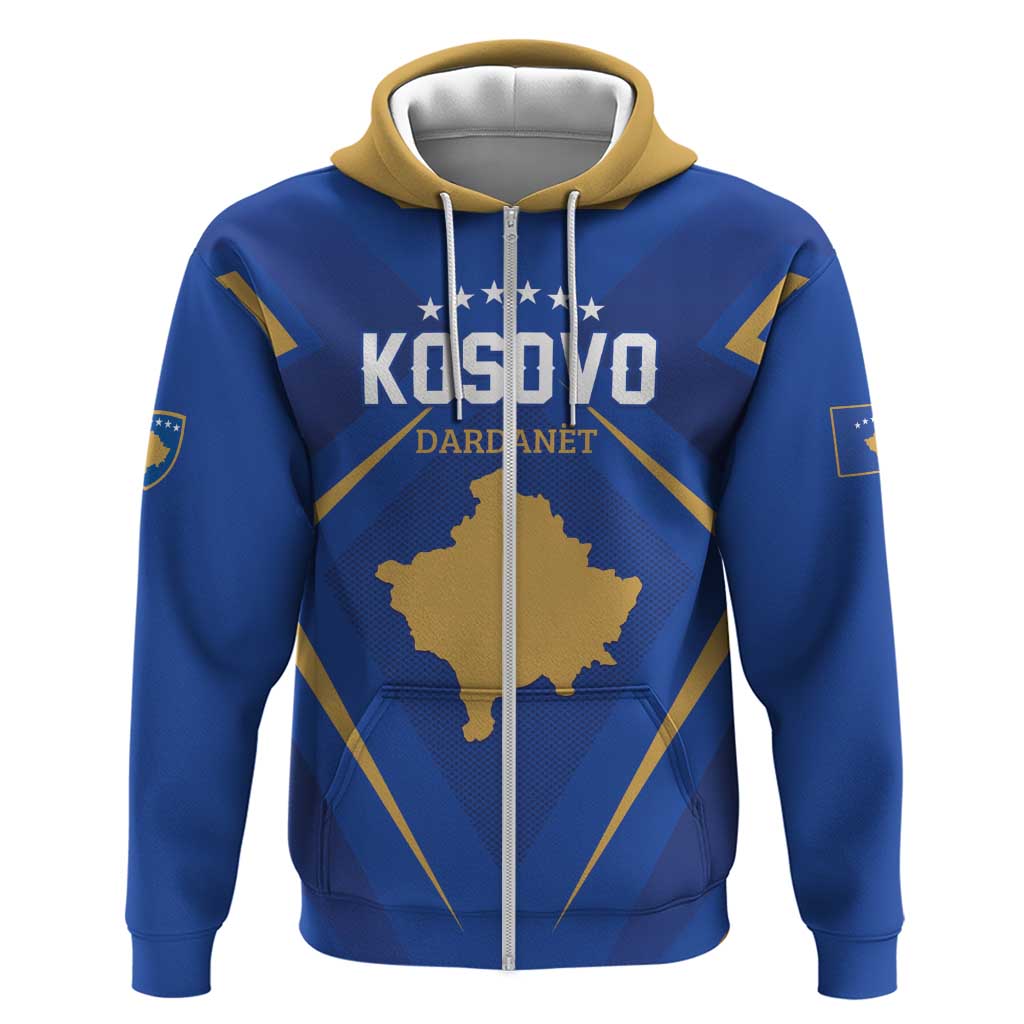 Custom Football 2026 Kosovo Zip Hoodie Dardanet Go Glory