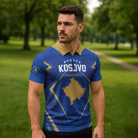 Custom Football 2026 Kosovo Zipper Polo Shirt Dardanet Go Glory