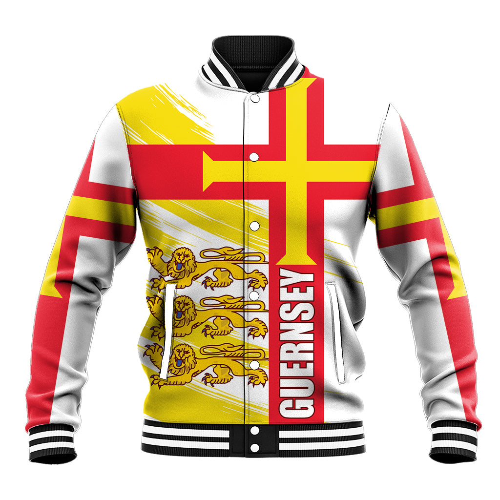 Guernsey Liberation Day Baseball Jacket Guernesi Three Lion - Wonder Print Shop