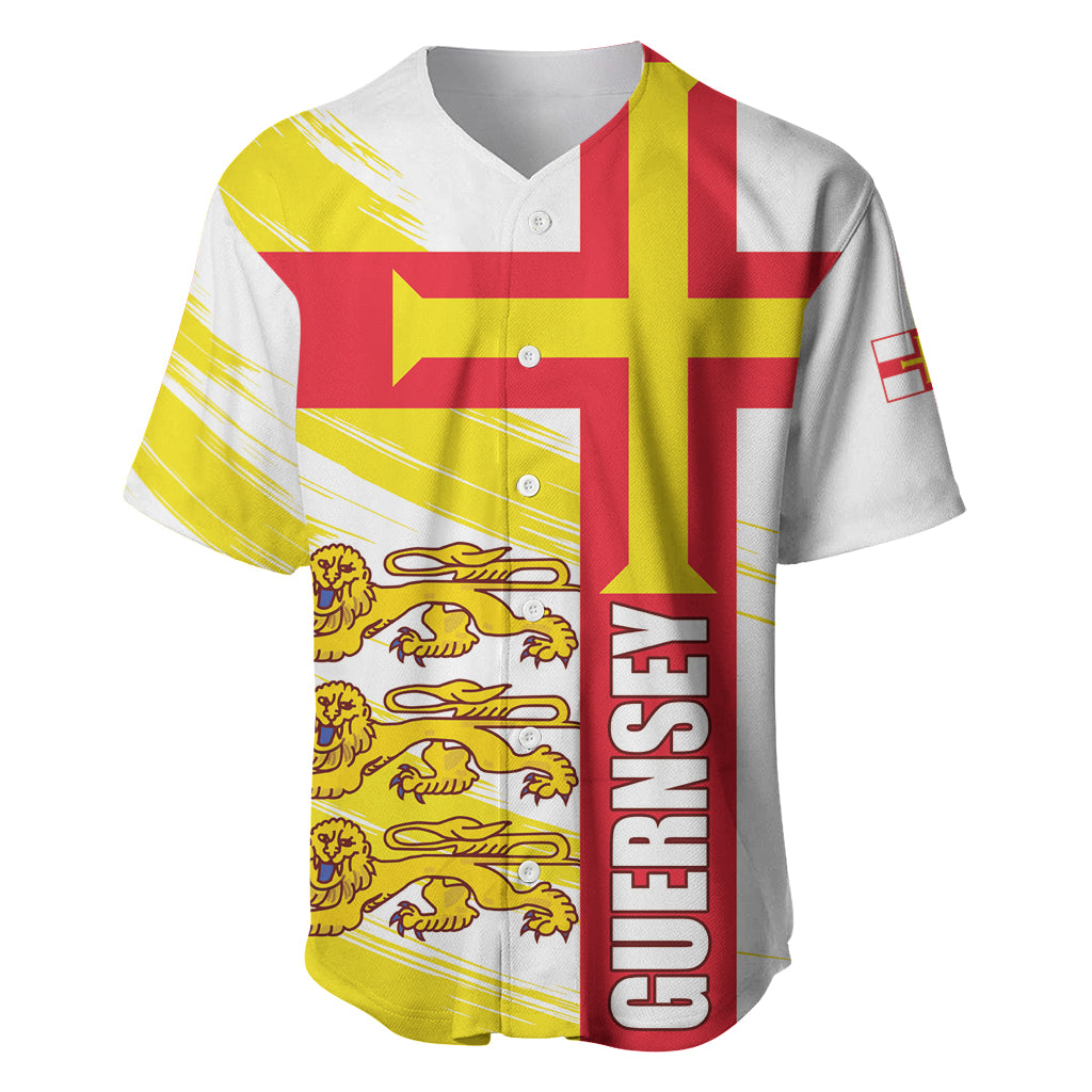 Guernsey Liberation Day Baseball Jersey Guernesi Three Lion - Wonder Print Shop