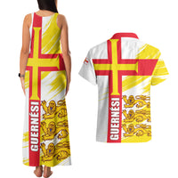 Guernsey Liberation Day Couples Matching Tank Maxi Dress and Hawaiian Shirt Guernesi Three Lion - Wonder Print Shop