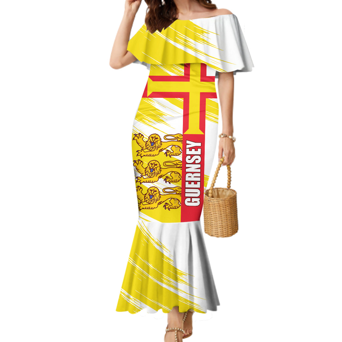 Guernsey Liberation Day Family Matching Mermaid Dress and Hawaiian Shirt Guernesi Three Lion - Wonder Print Shop