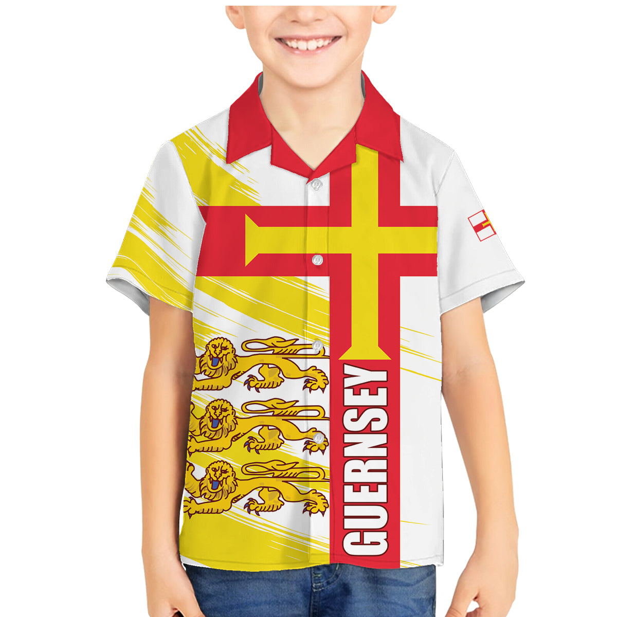 Guernsey Liberation Day Family Matching Mermaid Dress and Hawaiian Shirt Guernesi Three Lion - Wonder Print Shop