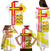 Guernsey Liberation Day Family Matching Puletasi and Hawaiian Shirt Guernesi Three Lion - Wonder Print Shop