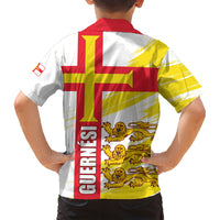 Guernsey Liberation Day Family Matching Short Sleeve Bodycon Dress and Hawaiian Shirt Guernesi Three Lion - Wonder Print Shop