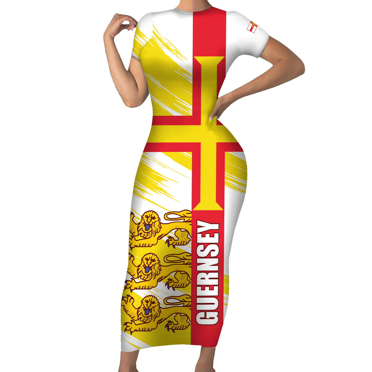 Guernsey Liberation Day Family Matching Short Sleeve Bodycon Dress and Hawaiian Shirt Guernesi Three Lion - Wonder Print Shop