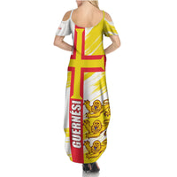 Guernsey Liberation Day Family Matching Summer Maxi Dress and Hawaiian Shirt Guernesi Three Lion - Wonder Print Shop