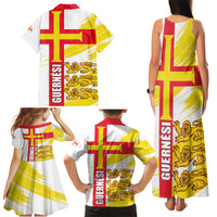 Guernsey Liberation Day Family Matching Tank Maxi Dress and Hawaiian Shirt Guernesi Three Lion - Wonder Print Shop