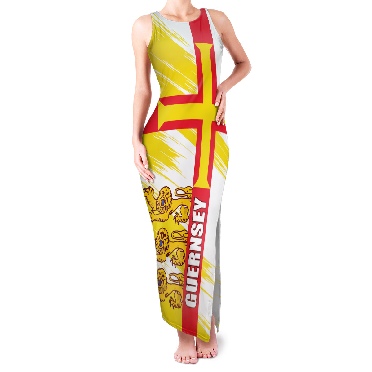 Guernsey Liberation Day Family Matching Tank Maxi Dress and Hawaiian Shirt Guernesi Three Lion - Wonder Print Shop