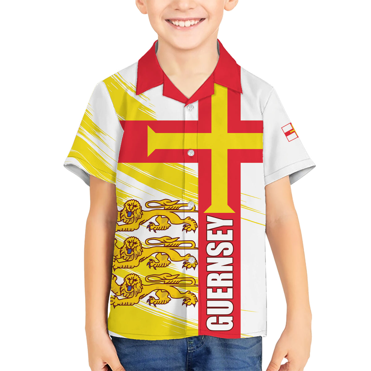 Guernsey Liberation Day Hawaiian Shirt Guernesi Three Lion - Wonder Print Shop