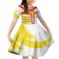 Guernsey Liberation Day Kid Short Sleeve Dress Guernesi Three Lion - Wonder Print Shop