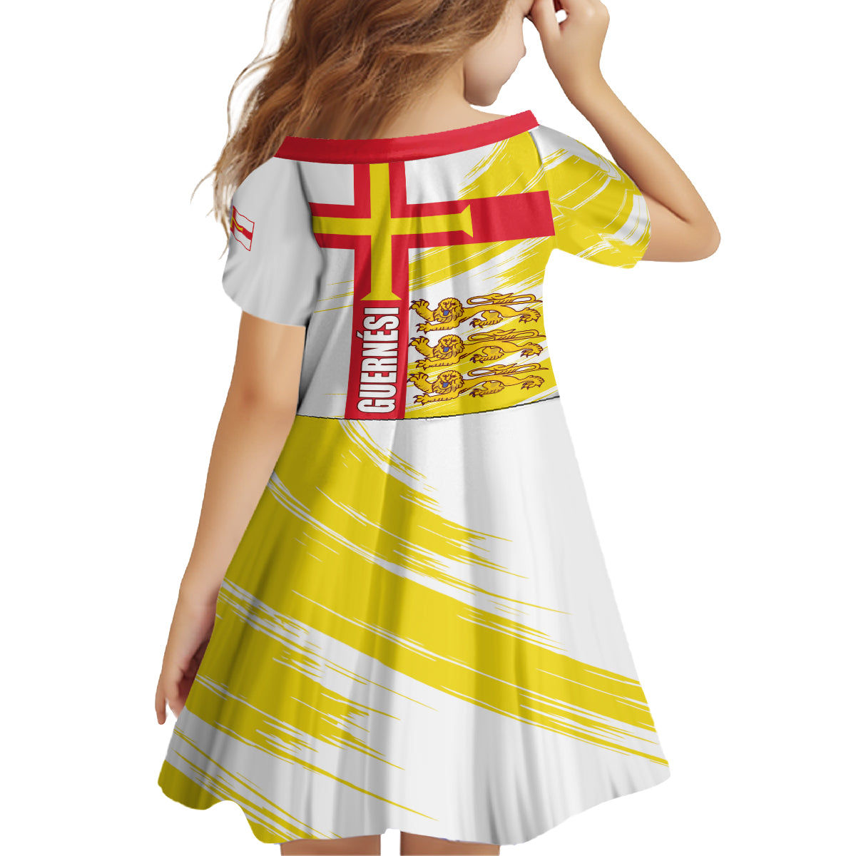 Guernsey Liberation Day Kid Short Sleeve Dress Guernesi Three Lion - Wonder Print Shop