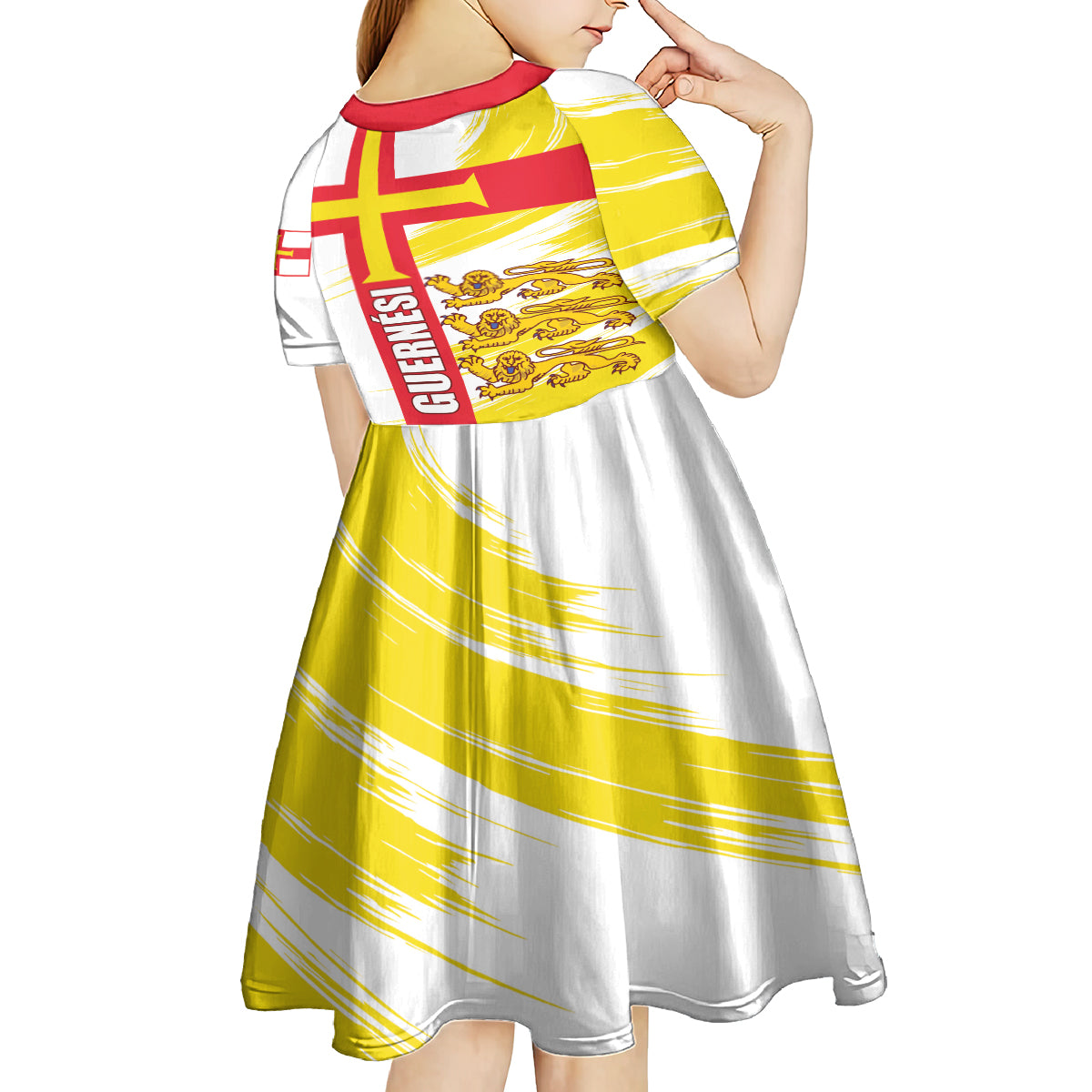 Guernsey Liberation Day Kid Short Sleeve Dress Guernesi Three Lion - Wonder Print Shop