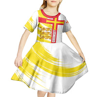 Guernsey Liberation Day Kid Short Sleeve Dress Guernesi Three Lion - Wonder Print Shop