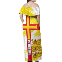 Guernsey Liberation Day Off Shoulder Maxi Dress Guernesi Three Lion - Wonder Print Shop