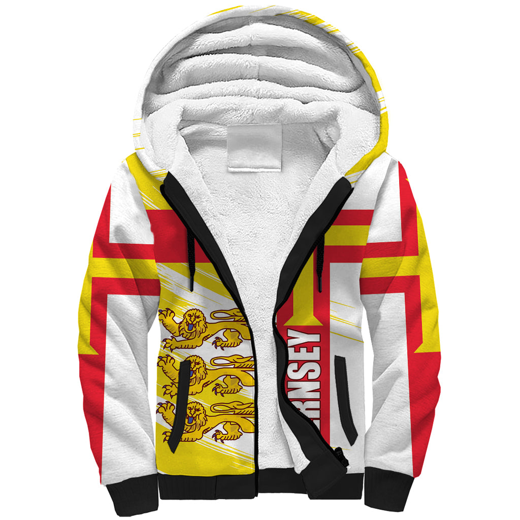 Guernsey Liberation Day Sherpa Hoodie Guernesi Three Lion - Wonder Print Shop