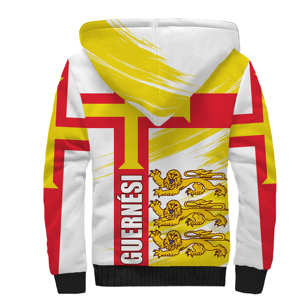 Guernsey Liberation Day Sherpa Hoodie Guernesi Three Lion - Wonder Print Shop