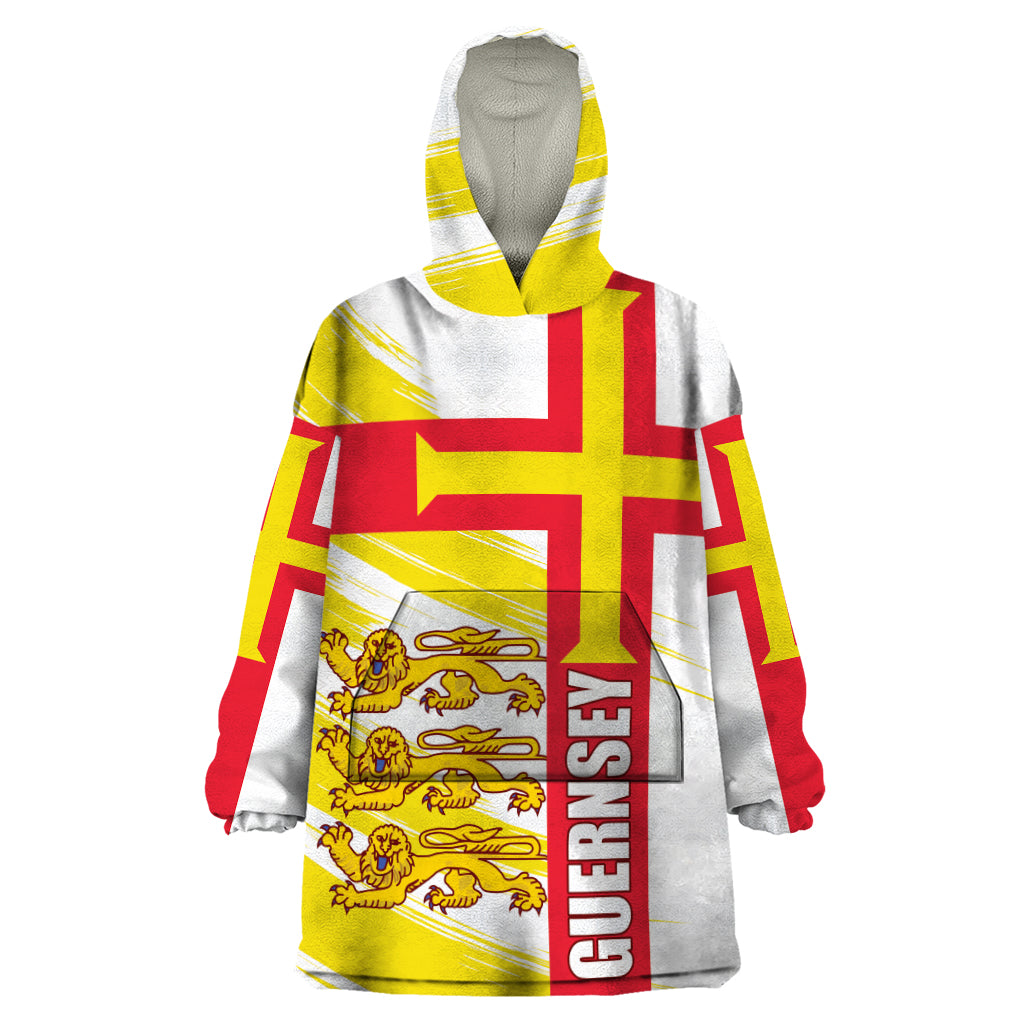 Guernsey Liberation Day Wearable Blanket Hoodie Guernesi Three Lion - Wonder Print Shop