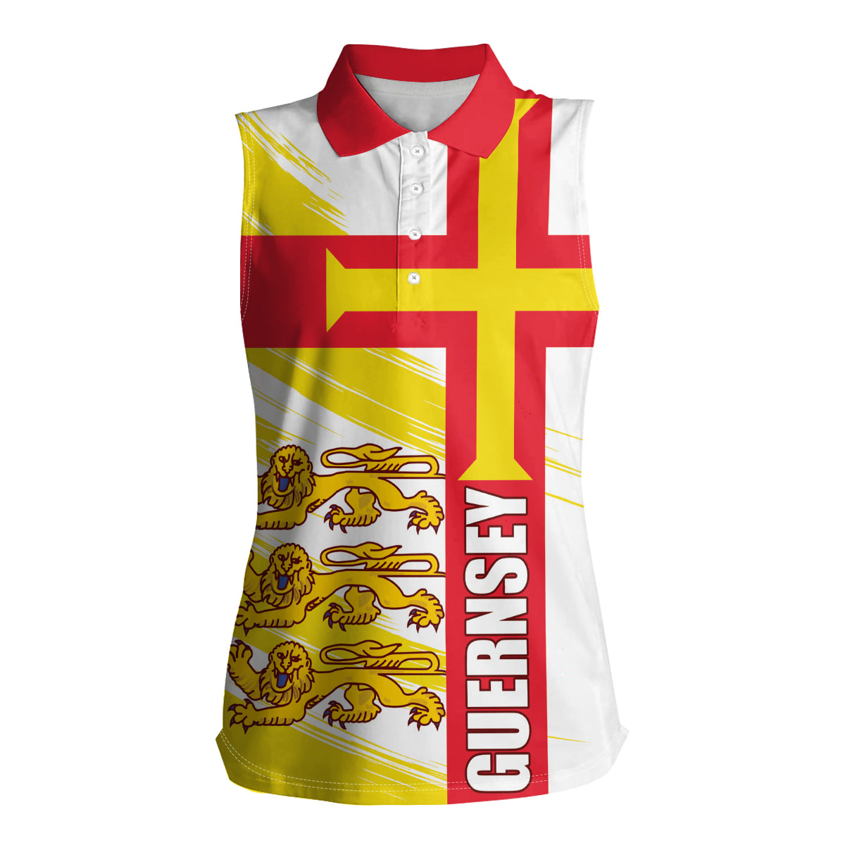 Guernsey Liberation Day Women Sleeveless Polo Shirt Guernesi Three Lion - Wonder Print Shop