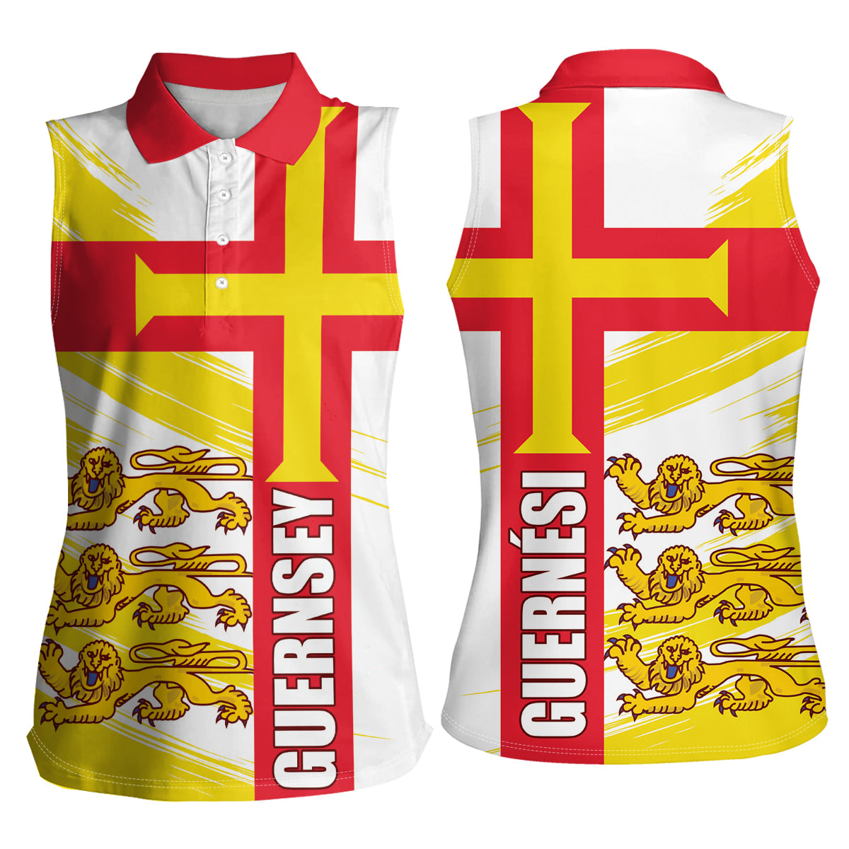 Guernsey Liberation Day Women Sleeveless Polo Shirt Guernesi Three Lion - Wonder Print Shop
