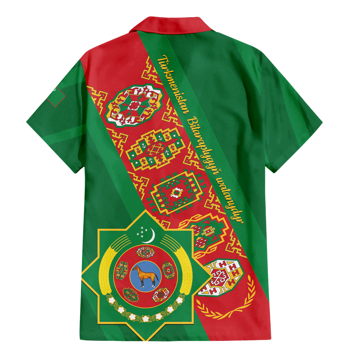 Turkmenistan Flag Day Family Matching Mermaid Dress and Hawaiian Shirt Turkmenistan Bitaraplygyn watanydyr - Wonder Print Shop
