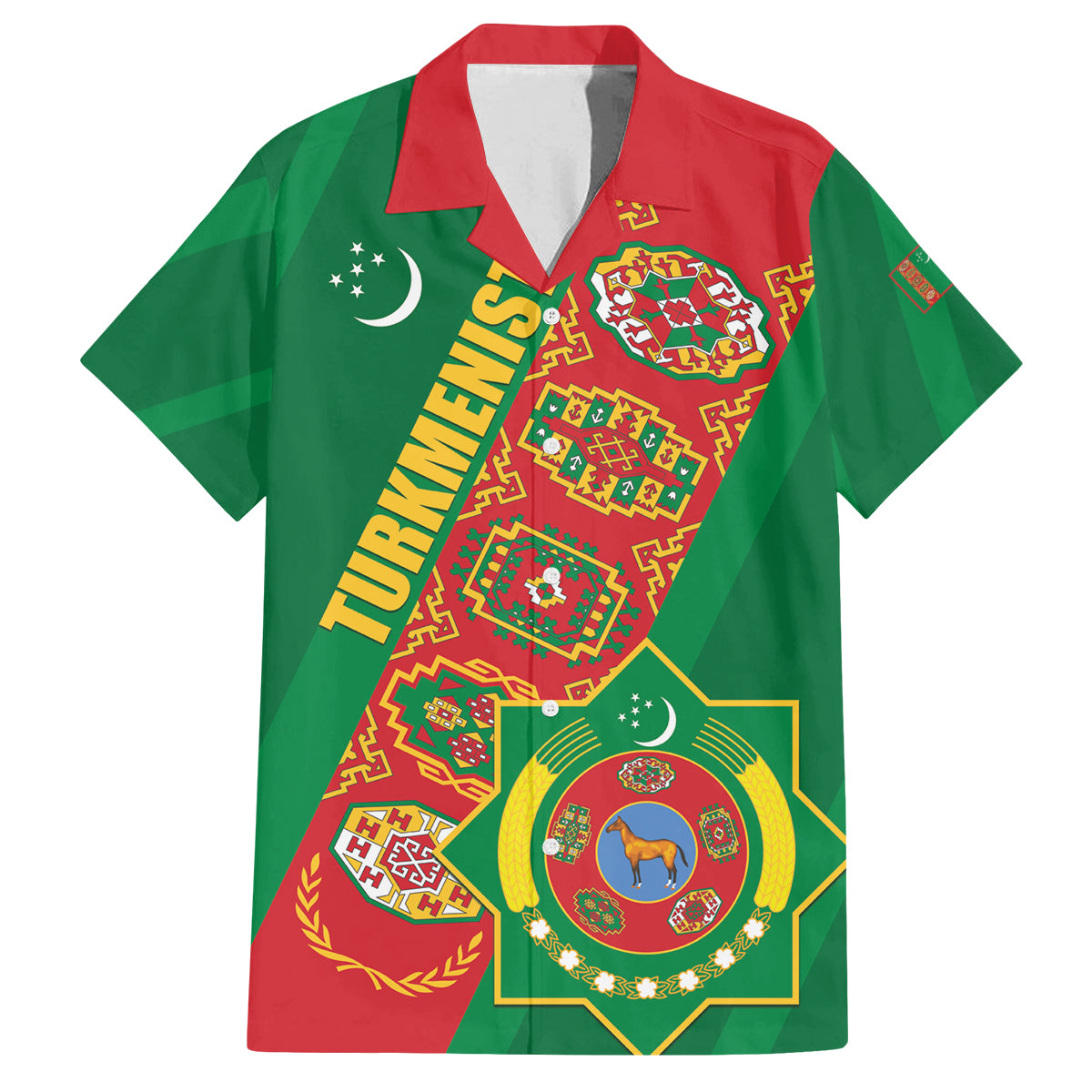 Turkmenistan Flag Day Family Matching Off Shoulder Short Dress and Hawaiian Shirt Turkmenistan Bitaraplygyn watanydyr - Wonder Print Shop