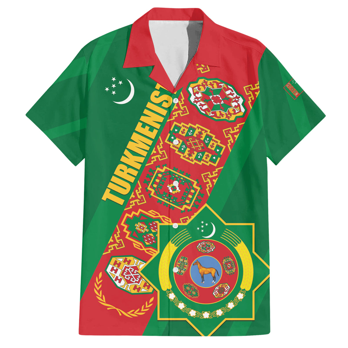 Turkmenistan Flag Day Family Matching Short Sleeve Bodycon Dress and Hawaiian Shirt Turkmenistan Bitaraplygyn watanydyr - Wonder Print Shop