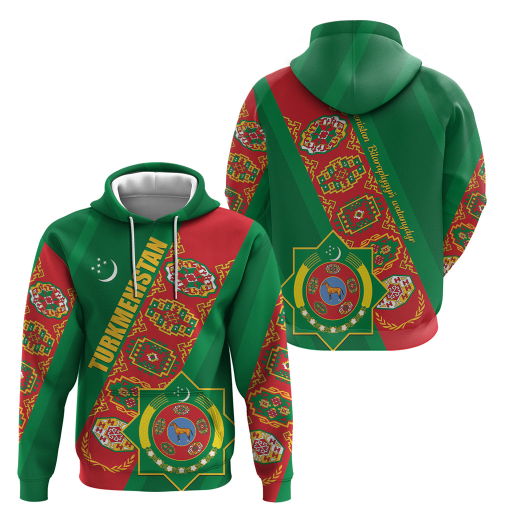 Turkmenistan Flag Day Hoodie Turkmenistan Bitaraplygyn watanydyr - Wonder Print Shop