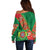 Turkmenistan Flag Day Off Shoulder Sweater Turkmenistan Bitaraplygyn watanydyr LT01