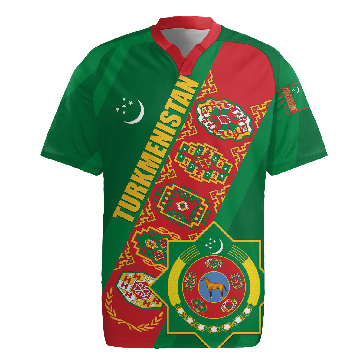 Turkmenistan Flag Day Rugby Jersey Turkmenistan Bitaraplygyn watanydyr LT01