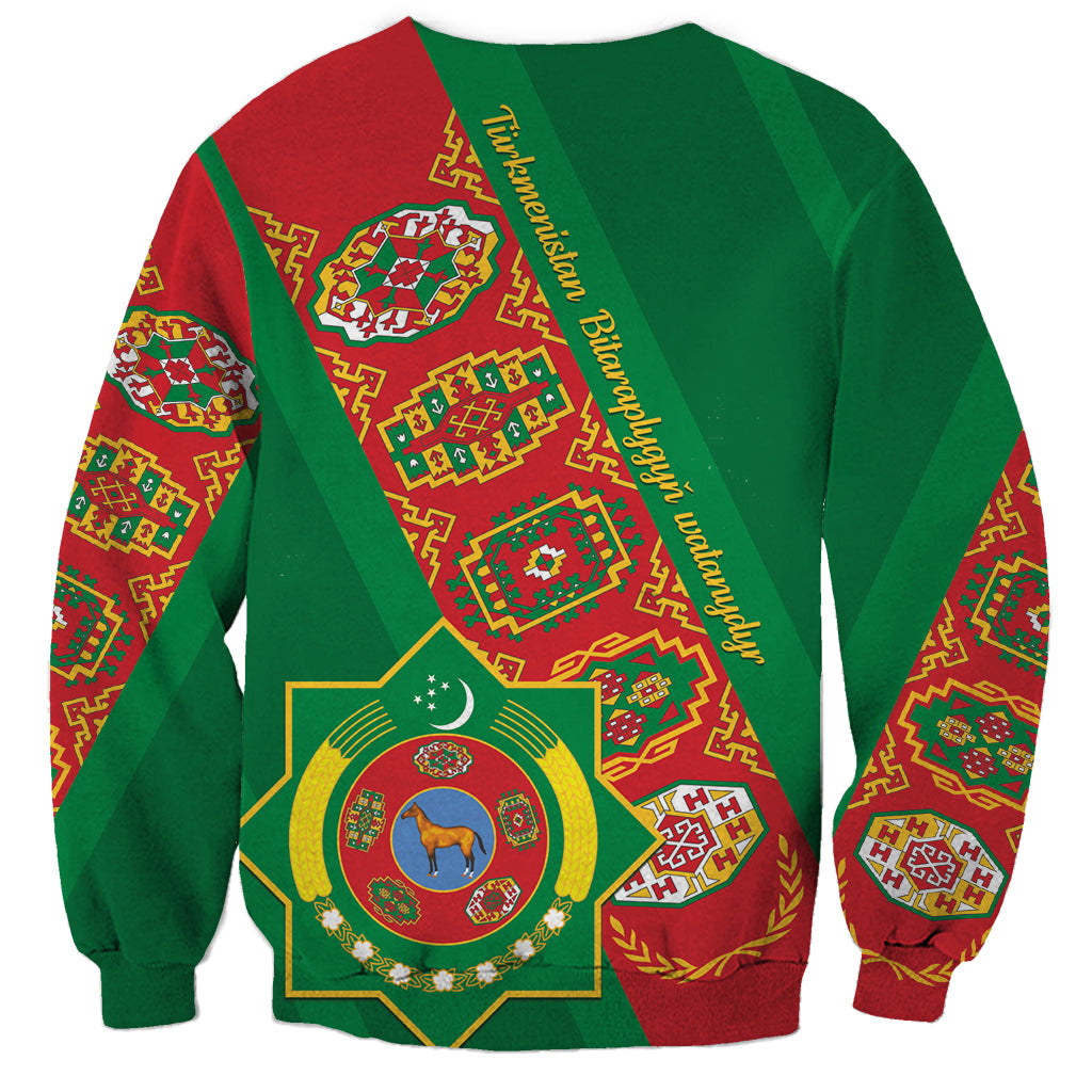 Turkmenistan Flag Day Sweatshirt Turkmenistan Bitaraplygyn watanydyr - Wonder Print Shop