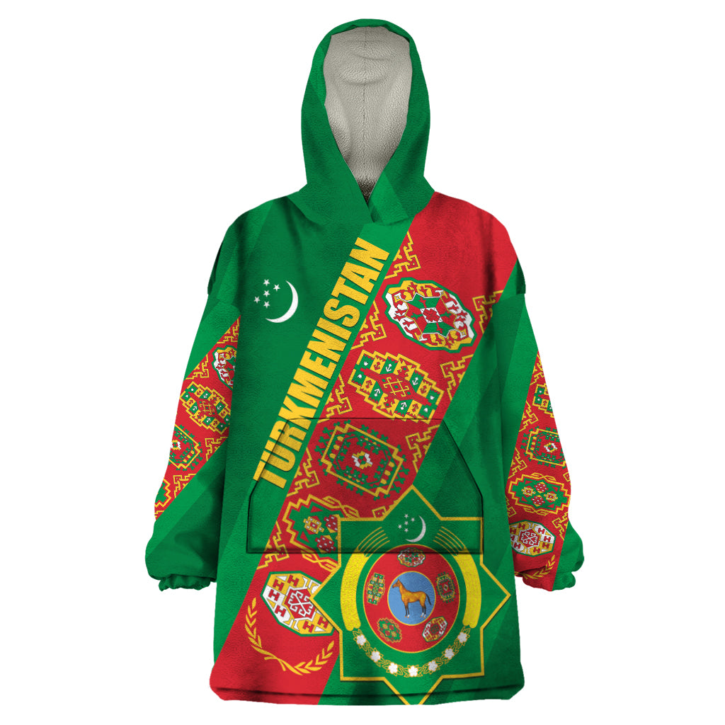 Turkmenistan Flag Day Wearable Blanket Hoodie Turkmenistan Bitaraplygyn watanydyr - Wonder Print Shop