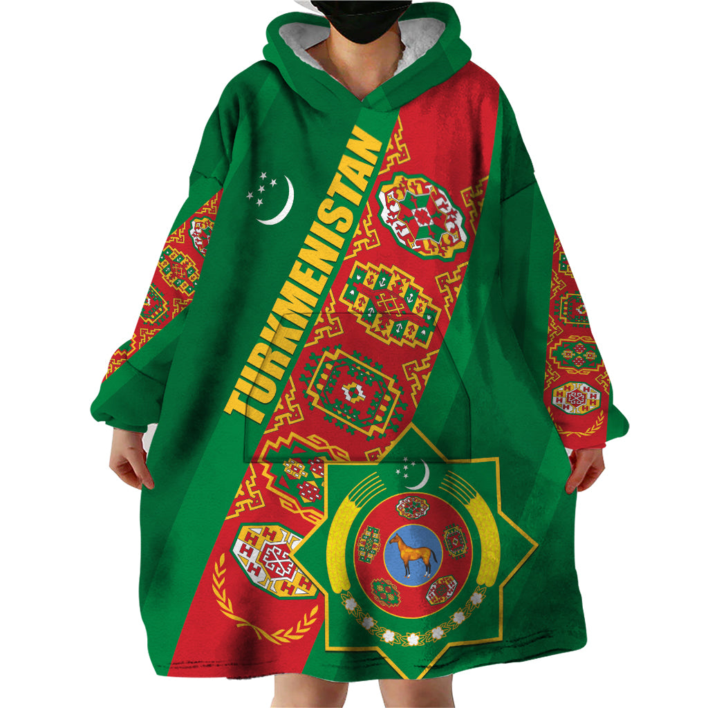 Turkmenistan Flag Day Wearable Blanket Hoodie Turkmenistan Bitaraplygyn watanydyr - Wonder Print Shop