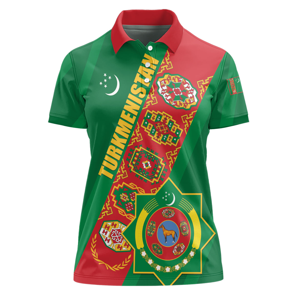 Turkmenistan Flag Day Women Polo Shirt Turkmenistan Bitaraplygyn watanydyr LT01