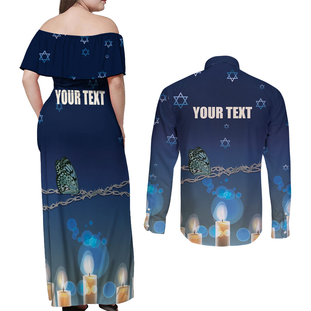 Yom HaShoah 2024 Couples Matching Off Shoulder Maxi Dress and Long Sleeve Button Shirt Holocaust Remembrance Day - Wonder Print Shop