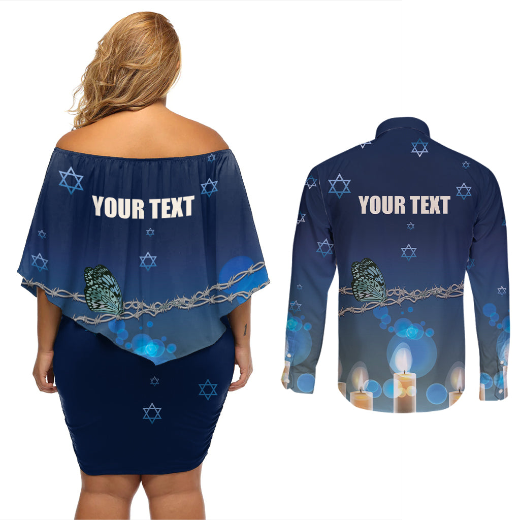 Yom HaShoah 2024 Couples Matching Off Shoulder Short Dress and Long Sleeve Button Shirt Holocaust Remembrance Day - Wonder Print Shop