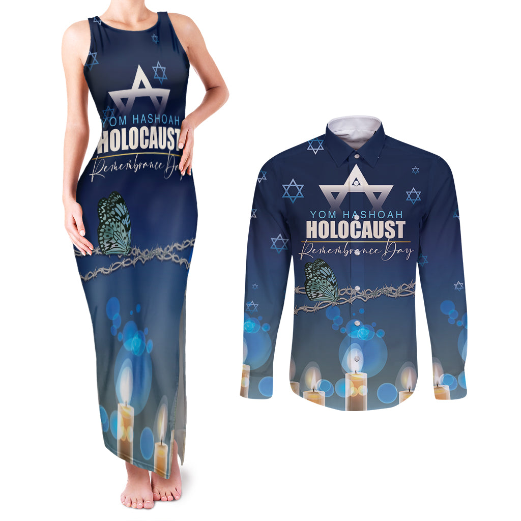 Yom HaShoah 2024 Couples Matching Tank Maxi Dress and Long Sleeve Button Shirt Holocaust Remembrance Day - Wonder Print Shop