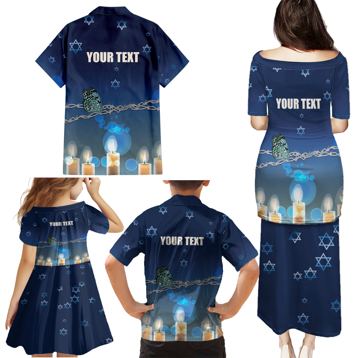 Yom HaShoah 2024 Family Matching Puletasi and Hawaiian Shirt Holocaust Remembrance Day - Wonder Print Shop