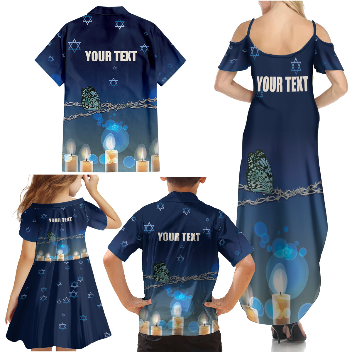 Yom HaShoah 2024 Family Matching Summer Maxi Dress and Hawaiian Shirt Holocaust Remembrance Day - Wonder Print Shop
