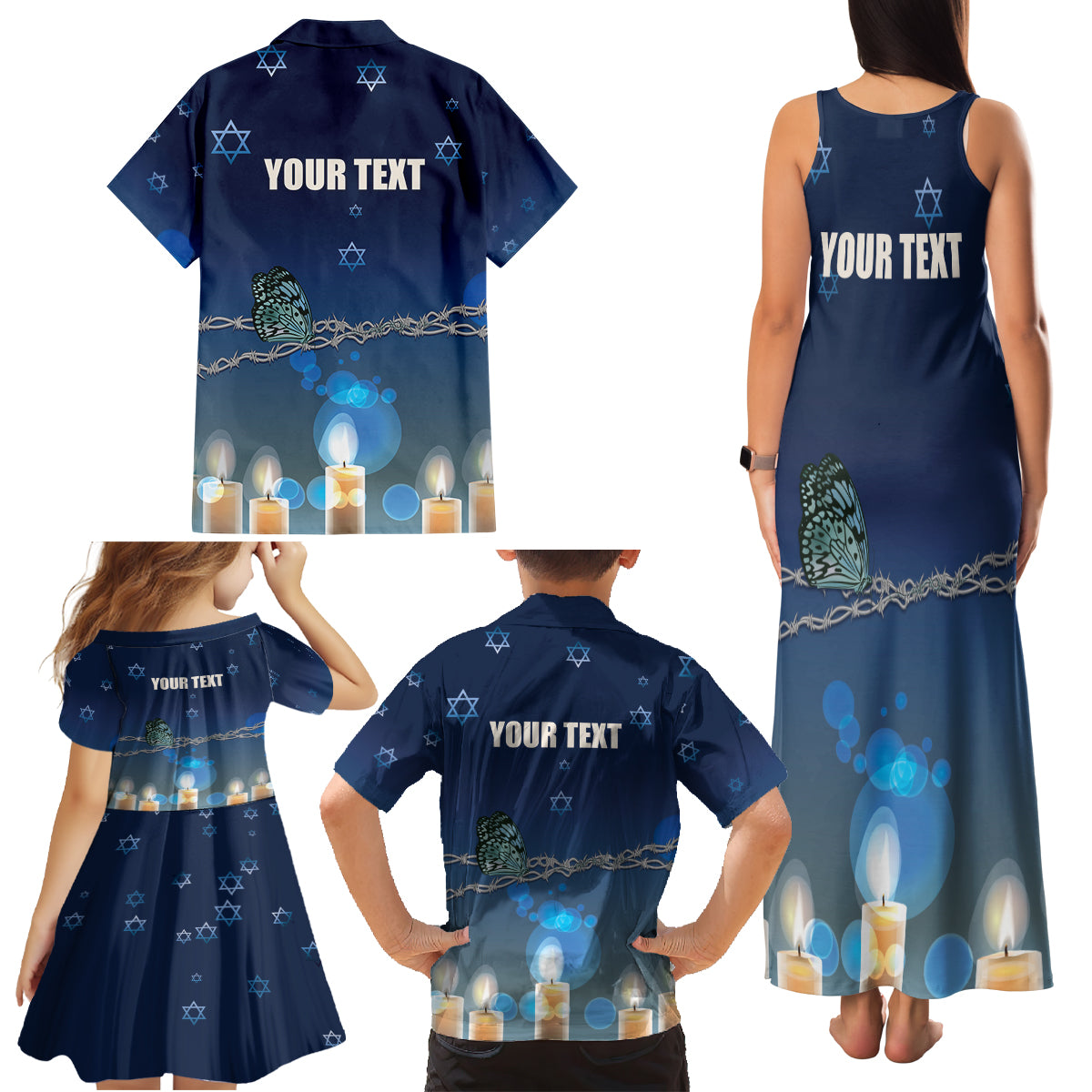 Yom HaShoah 2024 Family Matching Tank Maxi Dress and Hawaiian Shirt Holocaust Remembrance Day - Wonder Print Shop
