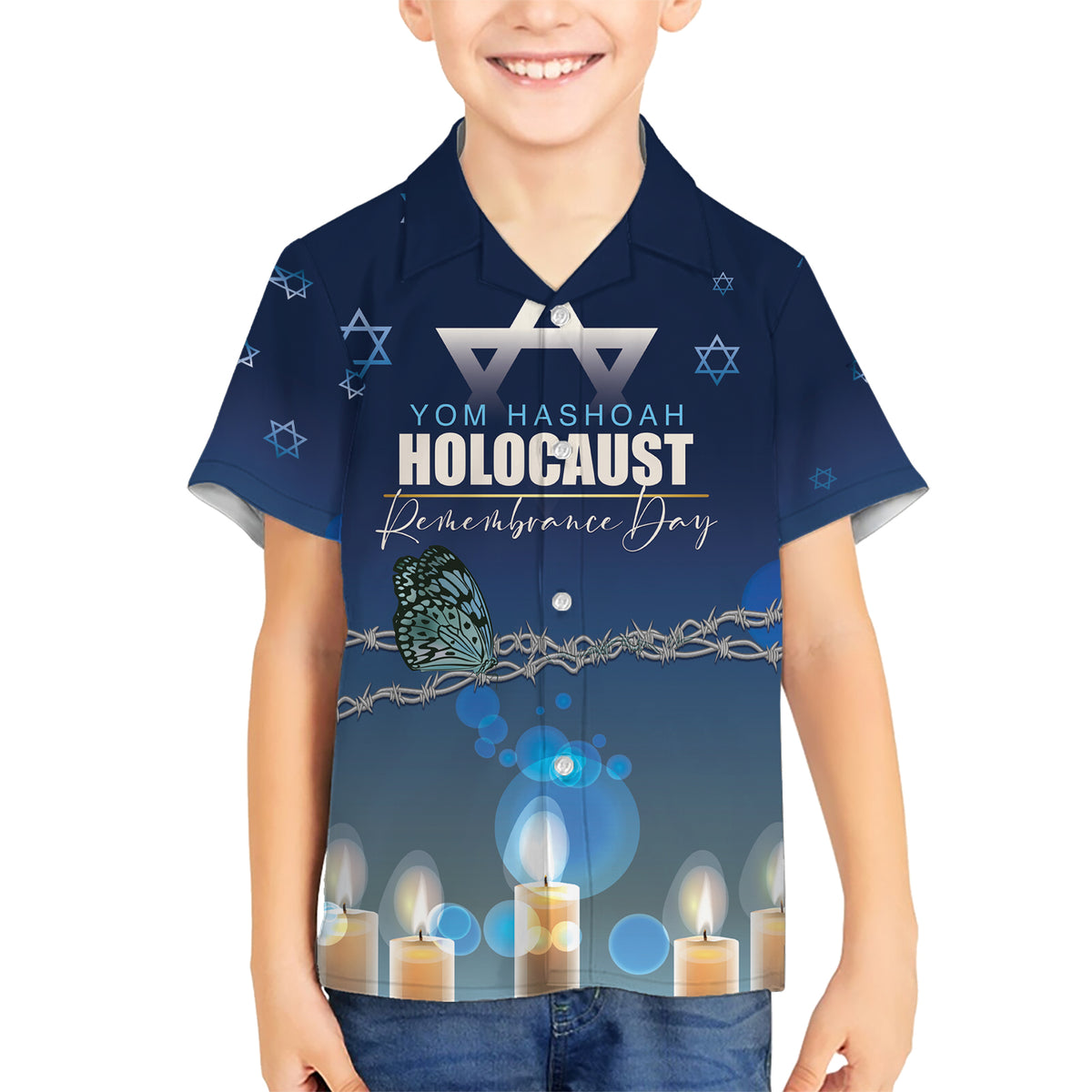 Yom HaShoah 2024 Kid Hawaiian Shirt Holocaust Remembrance Day - Wonder Print Shop